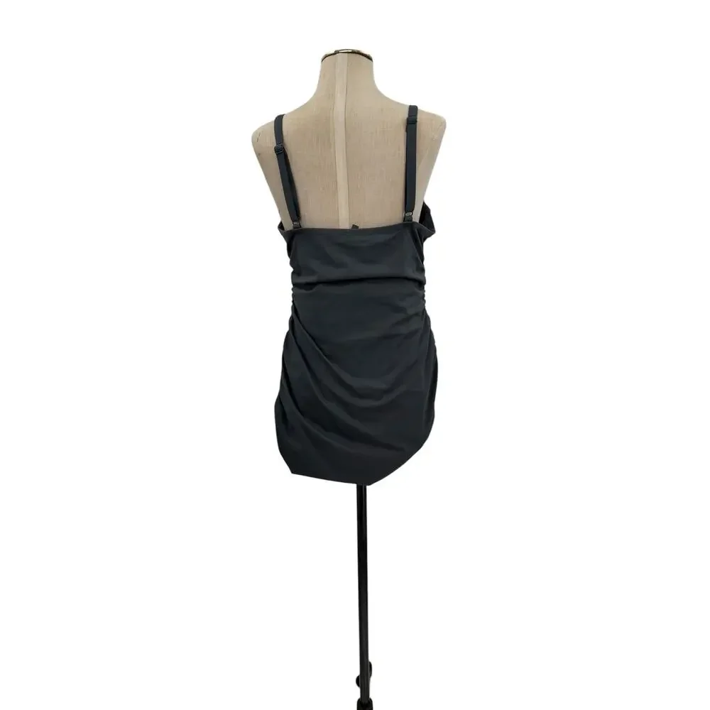 Skims Sculpting Swim Ruched One‎ Piece Gunmetal Gray Shaping Swimsuit XL NWT